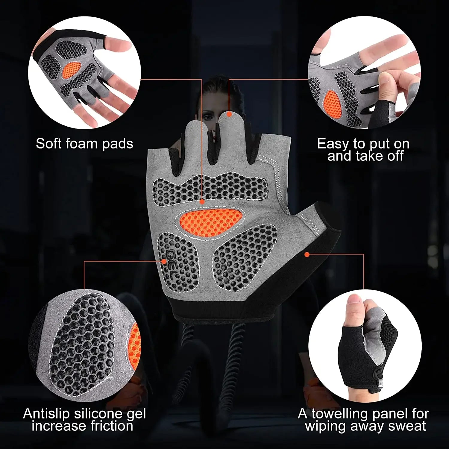 Non-Slip Fingerless Weightlifting Gloves